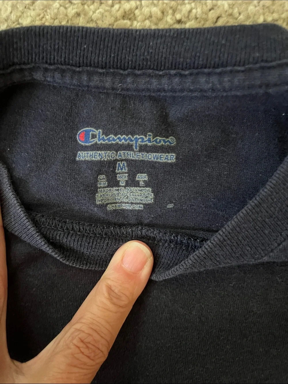 Ole Miss Navy Tee by Champion with Red Ole Miss Script - Picture 2 of 4